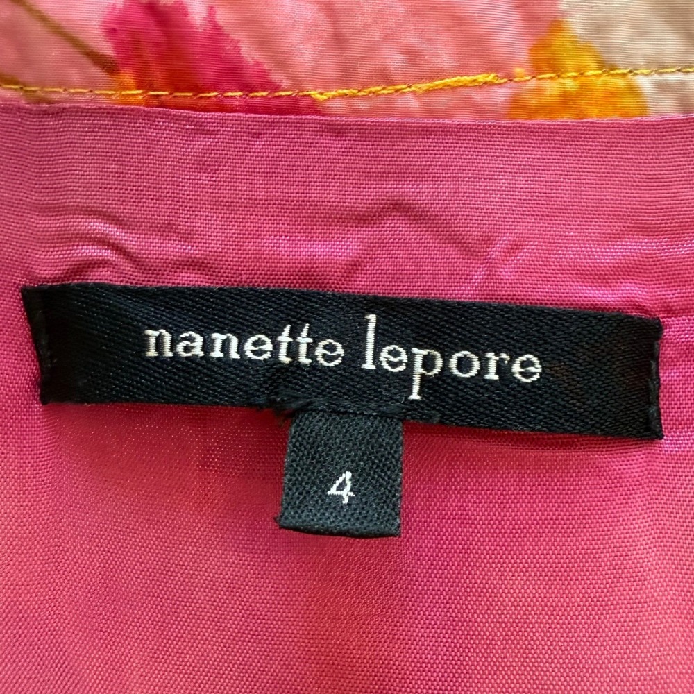 Nanette Lepore Bright Watercolor Zip Front Cotton Dress Size 4 Pockets EUC - Picture 7 of 12